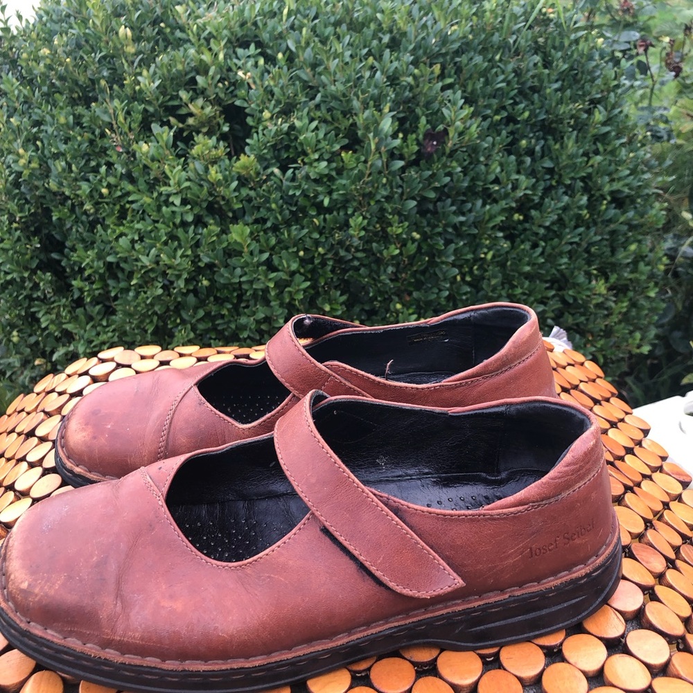 Josef Seibel Women's Rust Brown Leather Mary Jane Flats Sandals Sz 40/9US
